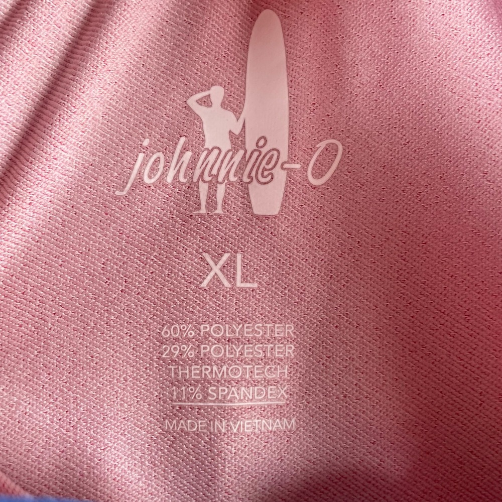 Johnnie-O Mens XL ThermoTech Quarter Zip Pullover Pink Heather Blue Trim Logo‎ - Picture 2 of 6